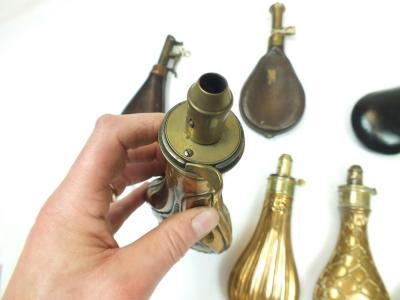 Reproduction Brass Black Powder Flask, Dixon & Sons Style